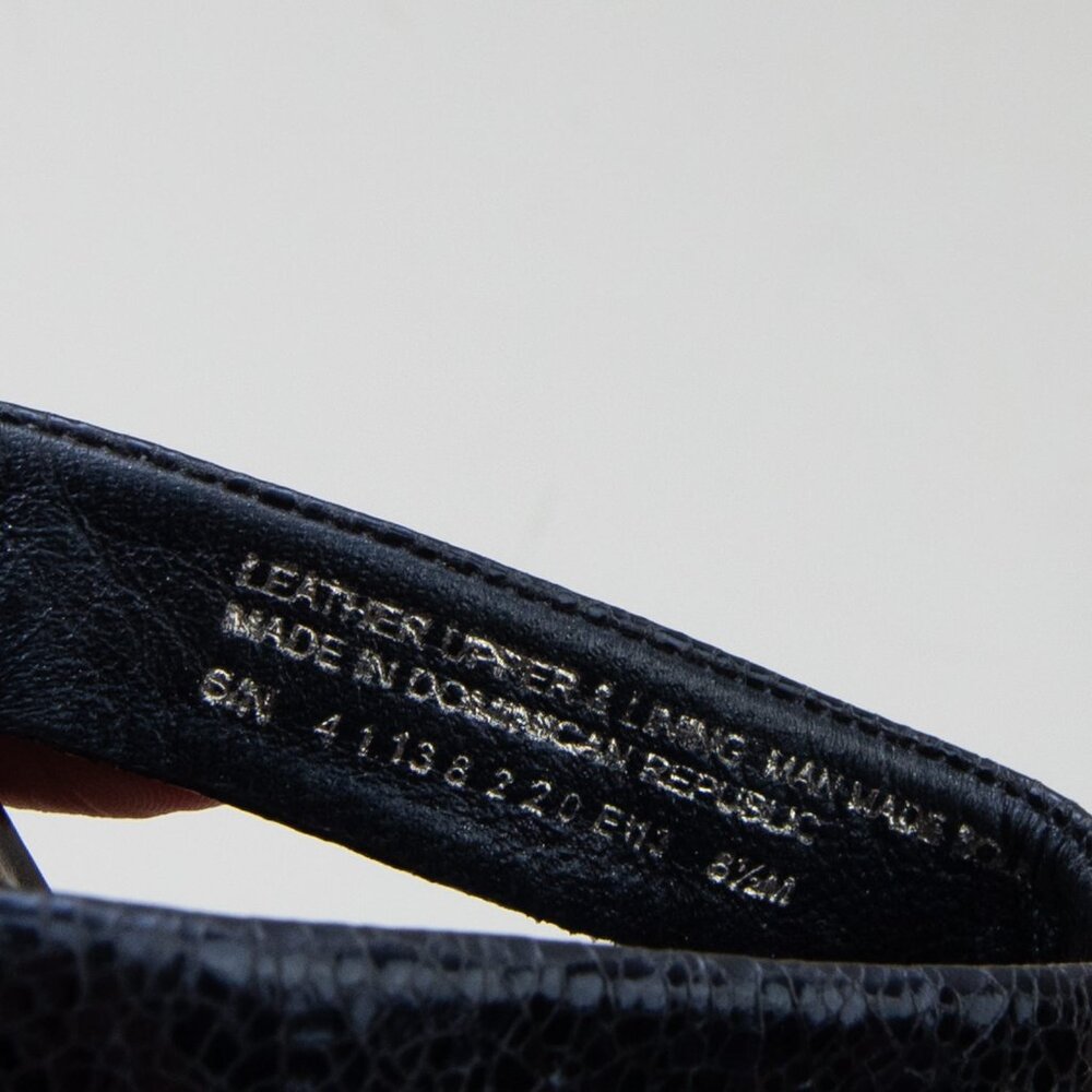 Tory Burch Cameron Sandals Metallic Embossed Crackled Leather Thong Blue 8.5 - Picture 7 of 7